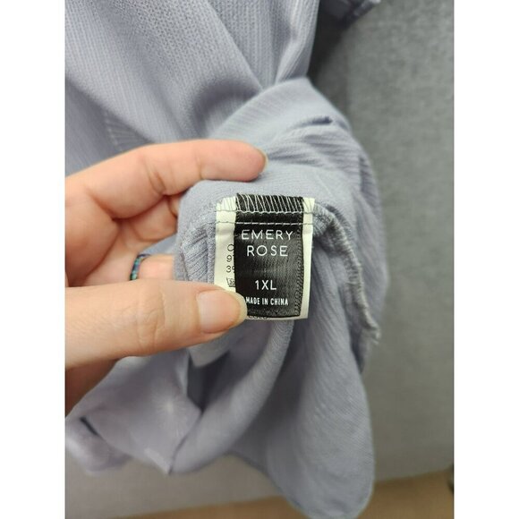 Emery Rose Womens 1XL Light Gray Short Sleeve Tunic With Dandelion Print Polyest - Picture 2 of 4